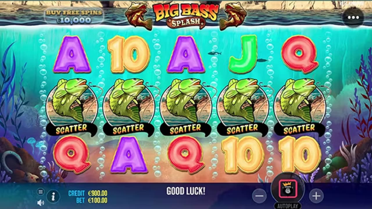 Ілюстрація до ігрового автомату Big Bass Splash із зображенням бонусних функцій.